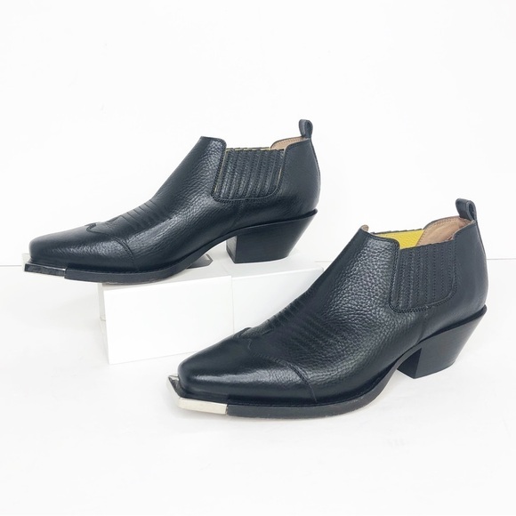 𝅺OFF White C/O Virgil Abloh size 38 Black leather, Western ankle boots - Picture 8 of 10